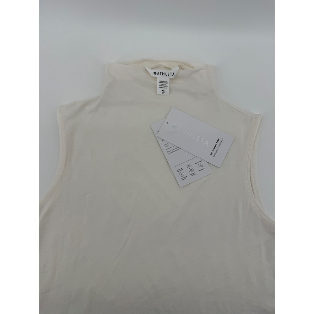 Athleta Outbound II Tank Top XS White Mock Neck Supima Cotton Sleeveless NEW